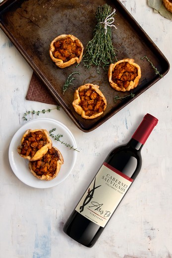 Cabernet Sauvignon Paired With Cheesy Butternut Squash and Caramelized Onion Galettes